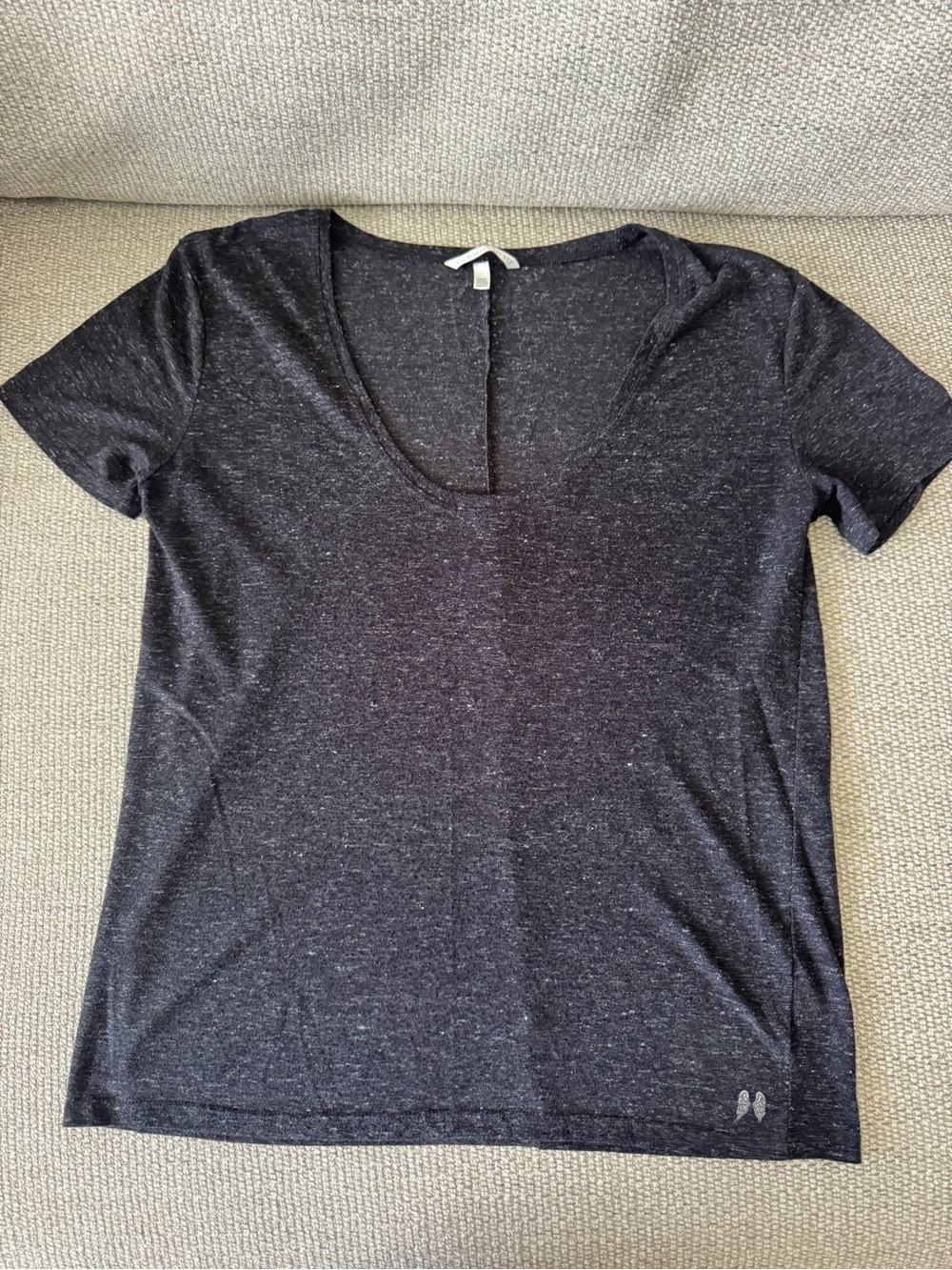 Victoria's Secret Black Heather V-Neck Short Sleeve Tee